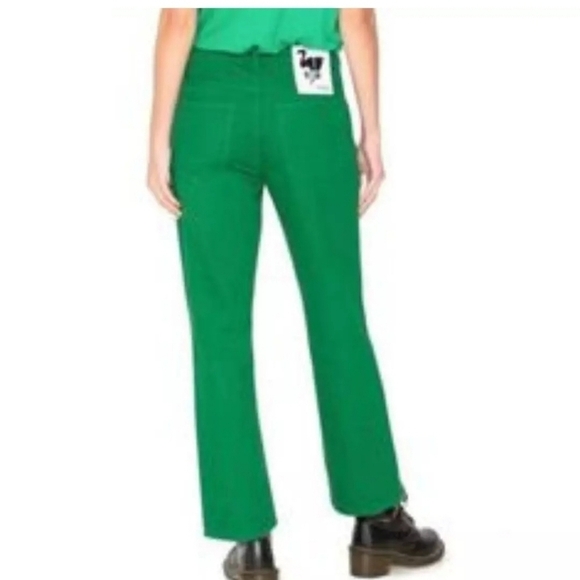 Free People X Sandrine Rose Mid Rise Straight Leg Button Fly Jeans Sapin Green - Picture 2 of 11